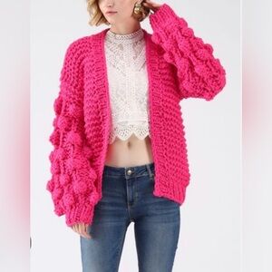 Chicwish Vibrant Pink Knit Cardigan